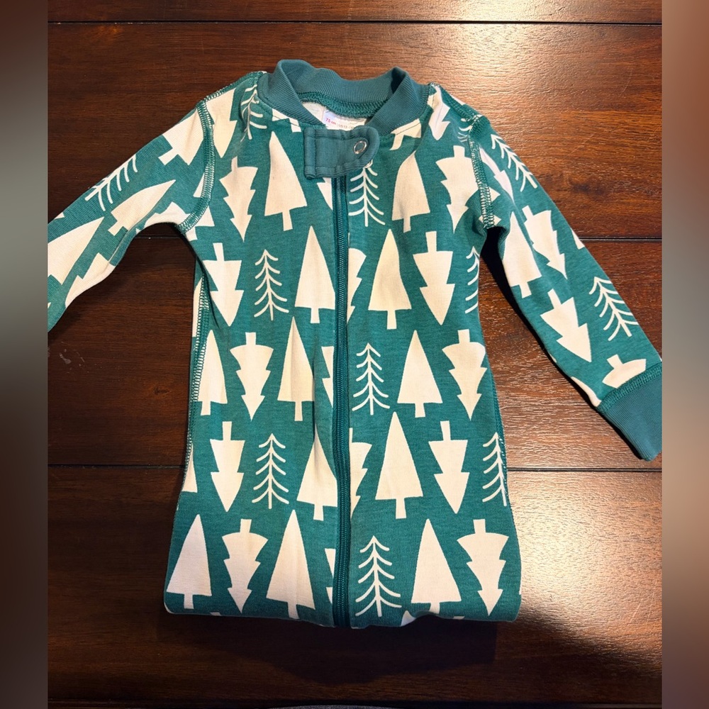 Hanna Andersson Teal and White Baby Onesie
